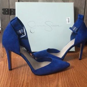 Royal blue suede heels